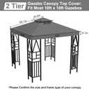 10x10ft Canopy Replacement Top, Double Tiered Pop up Gazebo Covers Replacement with 12 Velcros, Waterproof UV Protective Nylon, Outdoor Shelter for Grill, Patio, Event, Trade Show (Grey)