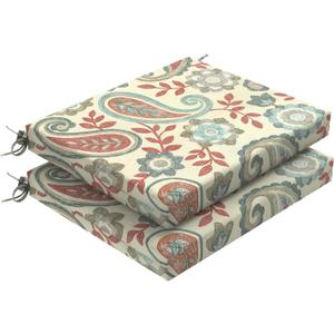 DYTXIII Set of 2 Outdoor Chair Cushions, Water Resistant 18.5"x16"x2" Square Seat Cushion for Patio Dining Chairs, High-Density Replacement Pads for Indoor Outdoor Furniture - Paisley Vintage