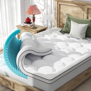 Dual Layer 4 Inch Full Size Mattress Topper, Memory Foam Mattress Topper