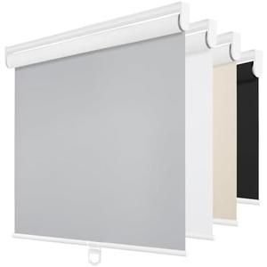 ChrisDowa Cordless Blackout Roller Shades for Windows, Thermal Insulated UV Protection Pull Down Shades, Total Blackout Window Blinds for Home, Office, Bedroom, Door (62" W x 72" H, Grey)