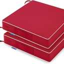 MIULEE Red 19 x 19 x 3 Outdoor Chair Cushions Waterproof Patio Chair Cushions with Adjustable Straps Set of 2 for Patio Furniture 3-Year Color Fastness Garden Sofa Couch