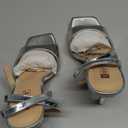 IDIFU IN4 High Stiletto Heels Square Peep Open Toe Strappy Heeled Sandals Wedding Bridal Prom Party Evening Dress Shoes for Women Comfortable Dressy Cute Sexy Ankle Strap Heels (7.5, Silver Patent)