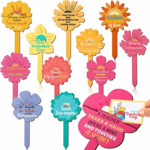 Colarr 12 Pcs Teacher Appreciation Gift Card Holder Bulk 9.4 x 4.7 Inches Thank You for Helping Me Grow Gift Card Plant Tags End of Year Teachers Gifts Ornaments for Teacher Appreciation Week