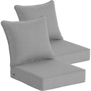 Goodgoods 22x24 inch Outdoor/Indoor Deep Seat Patio Cushions Set of 2 Resilient Foam Filling Water-Proof Stain-Resistant UV Resistant Weather Resistant Deep Seat Bottom Light Gray, 22''x24''x5.1'' 2 sets