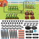 Pawfly Drip Irrigation System for Garden, 240FT Drip Irrigation Kit with 1/2" & 1/4" Tubing Adjustable Emitters Fittings and Accessories, Garden Watering System for Garden Greenhouse Lawn Yard