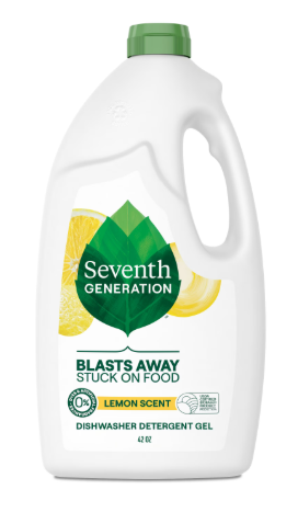 Seventh Generation Dishwasher Detergent Gel Liquid Soap Lemon Scent Dish Detergent 42 oz, Pack of 5