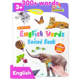 ZeenKind English Learning Talking Book for Kids 2 3 4 5 6 Years Old, 300+ Words Interactive Audio Sound Books for Toddlers, Early Learning Educational Electronic Musical Toy