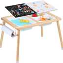 VEVOR Sensory Table for Toddlers, Kids Activity Table with 3 Foldable Storage Bins & Paper Roll Holder, Indoor/Outdoor Play Sand and Water Table, Wooden Kids Sensory Drawing Table, Gift for Boys Girls