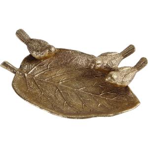 NIKKY HOME Jewelry Dish Tray, Vintage Jewelry Tray, Leaf Shaped Ring Holder Dish with Bird, Metal Trinket Dish Vanity Tray for Dresser Home Decor
