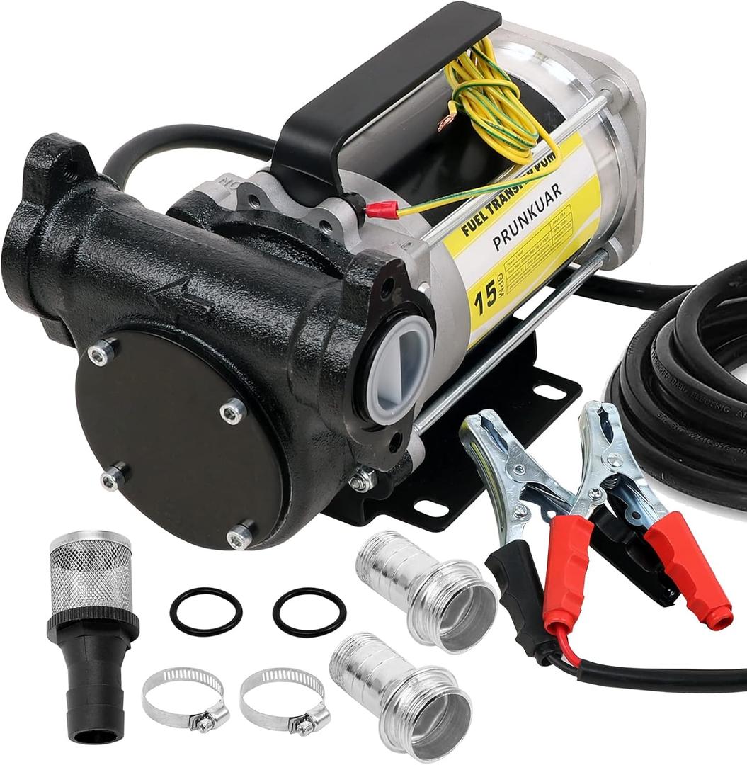 12V Automatic Gasoline Fuel Transfer Pump Kit,15 GPM Heavy-duty Self Priming Portable Self-priming Fuel Oil Transfer Pump for Gasoline, Diesel, Kerosene, Mineral Spirits and More