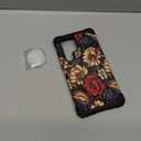 for Galaxy S23 Ultra Case,3 in 1 Floral Pattern Heavy Duty Shockproof Protection Soft Silicone Rubber Bumper+Hard Plastic Protective Cover for Samsung Galaxy S23 Ultra 6.8",Black Flower