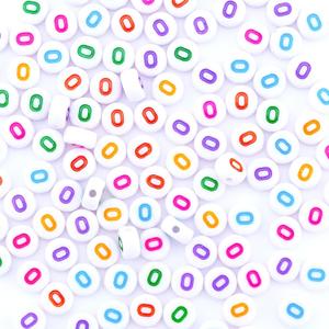 300Pcs Vowel Letter Beads O 4X7mm Individual Round Alphabet Beads for Friendship Bracelets Making