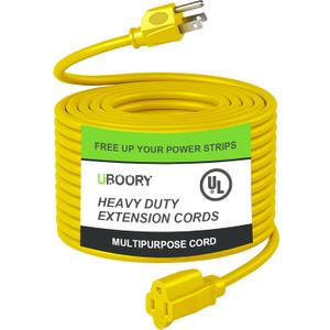 Outdoor Extension Cord Waterproof 100 FT, Yellow 14/3 SJTW Heavy Duty, Flexible 100% Copper 3 Prong Extension Cord for Lawn, Garage,UL Listed