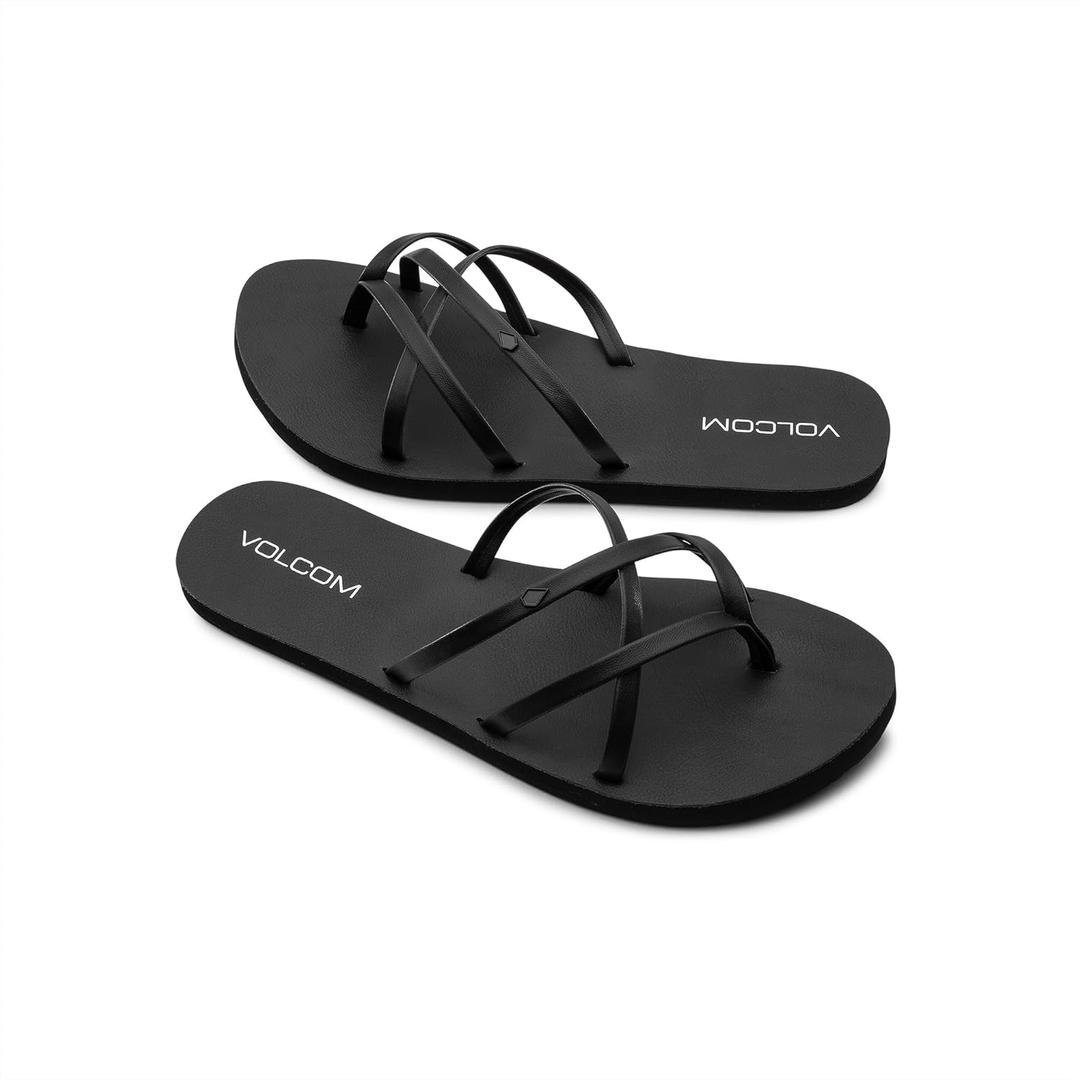 Volcom Women's New School Flip Flop Sandal (10, New Black Out)
