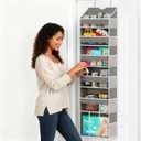 Over The Door Organizer Hanging - 6 Shelf Over Door Organizers with 6 Clear Front & 12 Side Pockets - Swing-proof 50LB Load Behind Door Storage for Closet Bedroom Bathroom Nursery Baby Essentials (Grey)