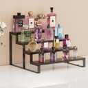 Wood Cologne Organizer for Men,12 Inch 4 Tier Cologne Stand Waterproof Perfume Organizer for Dresser with Anti-Slip Washers,Wooden Display Risers Stand for Party,Makeup,Figures,Cupcake,Perfume,Dessert