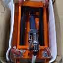 Hydraulic Lift Table Cart, 500 LBS Capacity 28.5 in Lifting Height, Manual Single Scissor Lift Table with Locking Wheels and Non-Slip Pad, Hydraulic Scissor Cart for Material Handling (Orange)