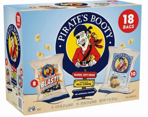 PIRATE'S BOOTY Pokémon Aged White Cheddar Rice & Corn Puffs, 0.5 oz Bags (18 Count), 3 Pack, BB 01/26/2026