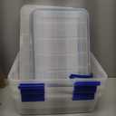 IRIS USA WeatherPro 27 & 44 Qt Storage Bins with Lids, 4 Pack, BPA-Free Plastic Gasket Box with Tight Latch and Seal, Stackable Nestable Tote Tub - Clear/Blue