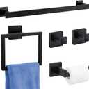 5 Pieces Bathroom Hardware Accessories Set Wall Mounted - Matte Black