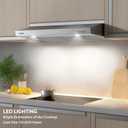 CIARRA Under Cabinet Range Hood 30 inch Ductless Convertible Duct, Stove Vent Hood for Kitchen with 3-Speed Exhaust Fan in Stainless Steel
