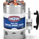 KINGSFORD Heavy Duty Deluxe Charcoal Chimney Starter, Large Capacity Zinc Steel BBQ Fire Starter with Heat Shield and Stay-Cool Handle, Vented Base Air Vents for Fast Even Lighting