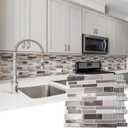 Art3d Peel and Stick Backsplash Tiles for Kitchen, 10-Sheet Self Adhesive Removable Stick On Vinyl Wall Tiles, 12" x 12",Brown Marble (Terracotta)