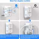 JcBlaon Outlet Extender Surge Protector - 6 Outlet Splitter with 4 USB Ports (2 USB C), Multiple Plug Expander Wall Charger, 3 Sided Multi Plug Wall Adapter Power Strip for Home Office Kitchen Travel (White)