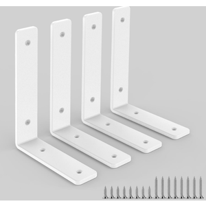 White Heavy Duty Shelf Brackets 8x6 Inch, Rustic Gold Iron L Shelf Bracket