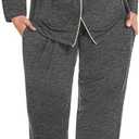 SWOMOG Womens Pajama Set Long Sleeve Button Down Sleepwear Soft Pj Loungewear with Pockets 2 Piece Nightwear (XX-Large, Deep Grey)