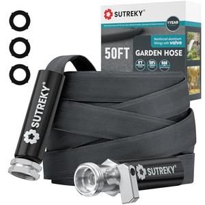 SUTREKY 50ft Garden Hose with Valve, Ultra Lightweight All-Weather Water Hose, Durable & Flexible, Leak-free Connections, TPU Water Hose, Drinking Water Safe