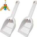 Miwoowim 2 Pack Large Cat Litter Scoop Set with Bee-Shaped Wand Toy Refill, Heavy Duty Cat Scooper for Litter Box with 7mm Wide Large Holes, Long Handle & Hanging Hook, Kitty Litter Box Cleaning Tool