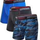 Separatec Mens Underwear with Pouch for balls Anti Chafing Underwear Men Athletic Sport Performance Long Boxer Briefs 3 Pack Large