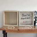 Boho Farmhouse Wooden Framed Bathroom Decor Signs, Funny Restroom Decorative Plaque Small Cute, Toilet Rules Shelf Decoration (Don't Do Stupid Shit Love Mom)