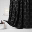 Boho Farmhouse Shower Curtain Black 72x72 Inch Plush Texture Bathroom Decor Hotel-Grade Fabric Waterproof Reinforced Grommets