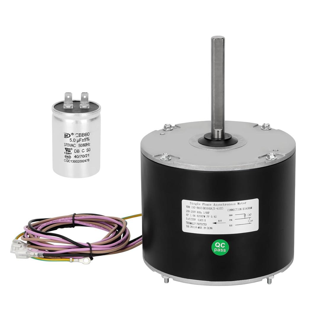 K55HXJPM-9251 Condenser Motor,CWCCW 1/6 HP 825 RPM 208/230V OEM Standard Condenser Fan Motor with Metal Capacitor