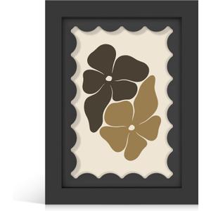 5x7 Picture Frame with Real Glass, Wooden cute 5 x 7 Photo Frame with Wavy Mat for Tabletop and Wall Hanging, Black, 1 Pack
