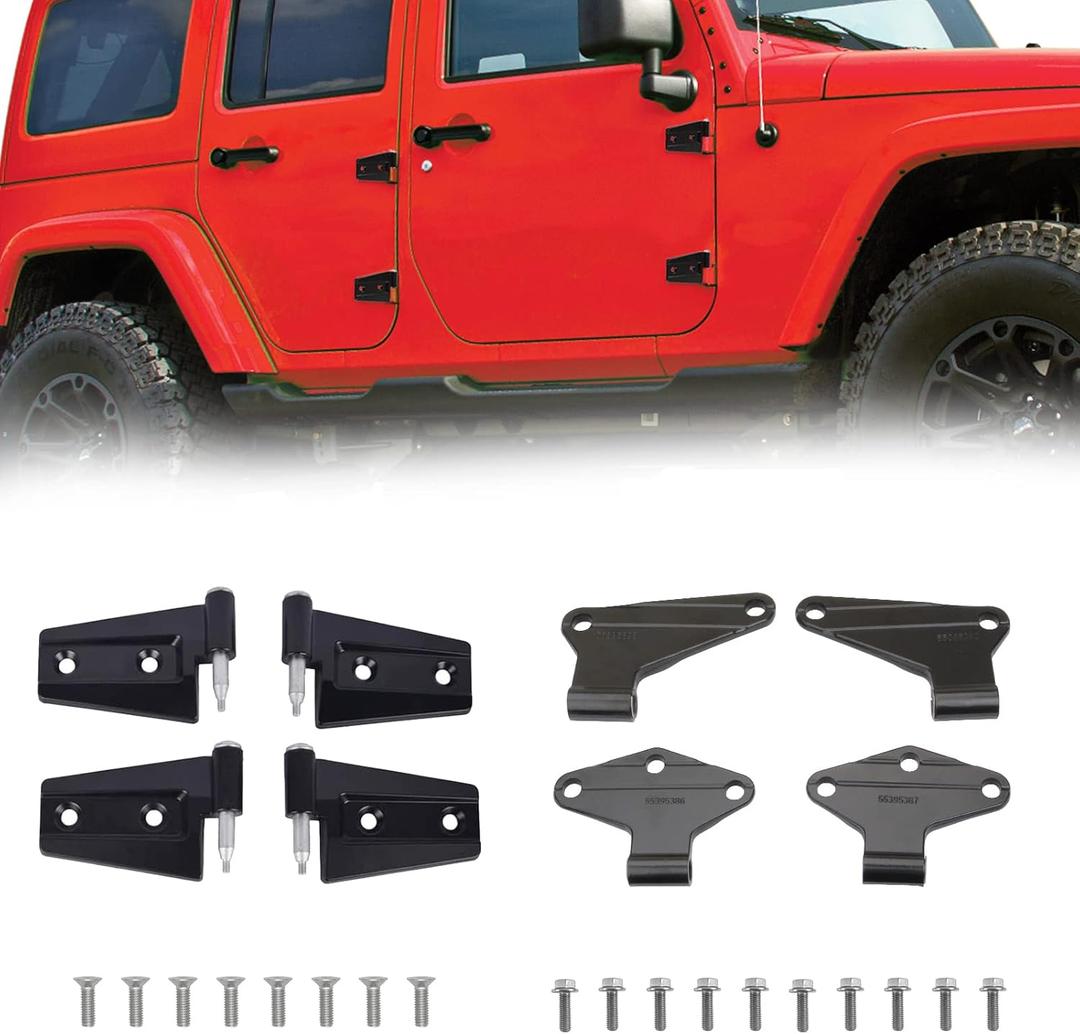 2 Door Hinge Assembly Kits Compatible with 2007-2018 Jeep JK Jeep Wrangler (Interior and Outside 2 Door Hinge)