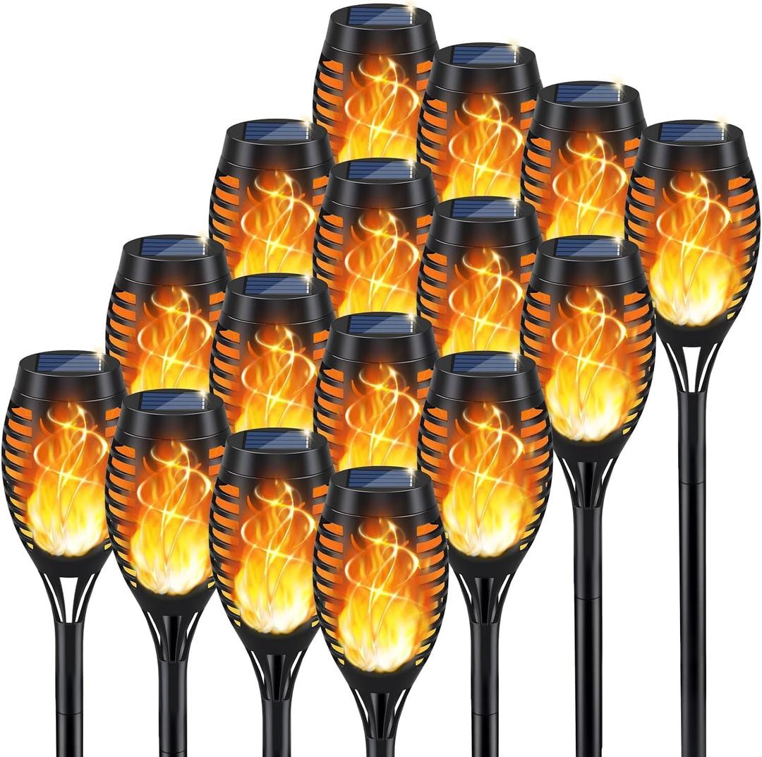 KYEKIO Solar Lights for Outside, 16Pack Solar Flame Torch Light, Garden Light Outdoor Waterproof, Solares Pathway Lights Outside for Yard Decorations, Flame Torches Outdoor Lighting Lawn Patio Art (Orange)