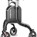 Soundfuse 3 Wheel Walkers for Seniors, Lightweight Foldable Aluminum Rollator Walker, Height Adjustable Three Wheel Walker, Black