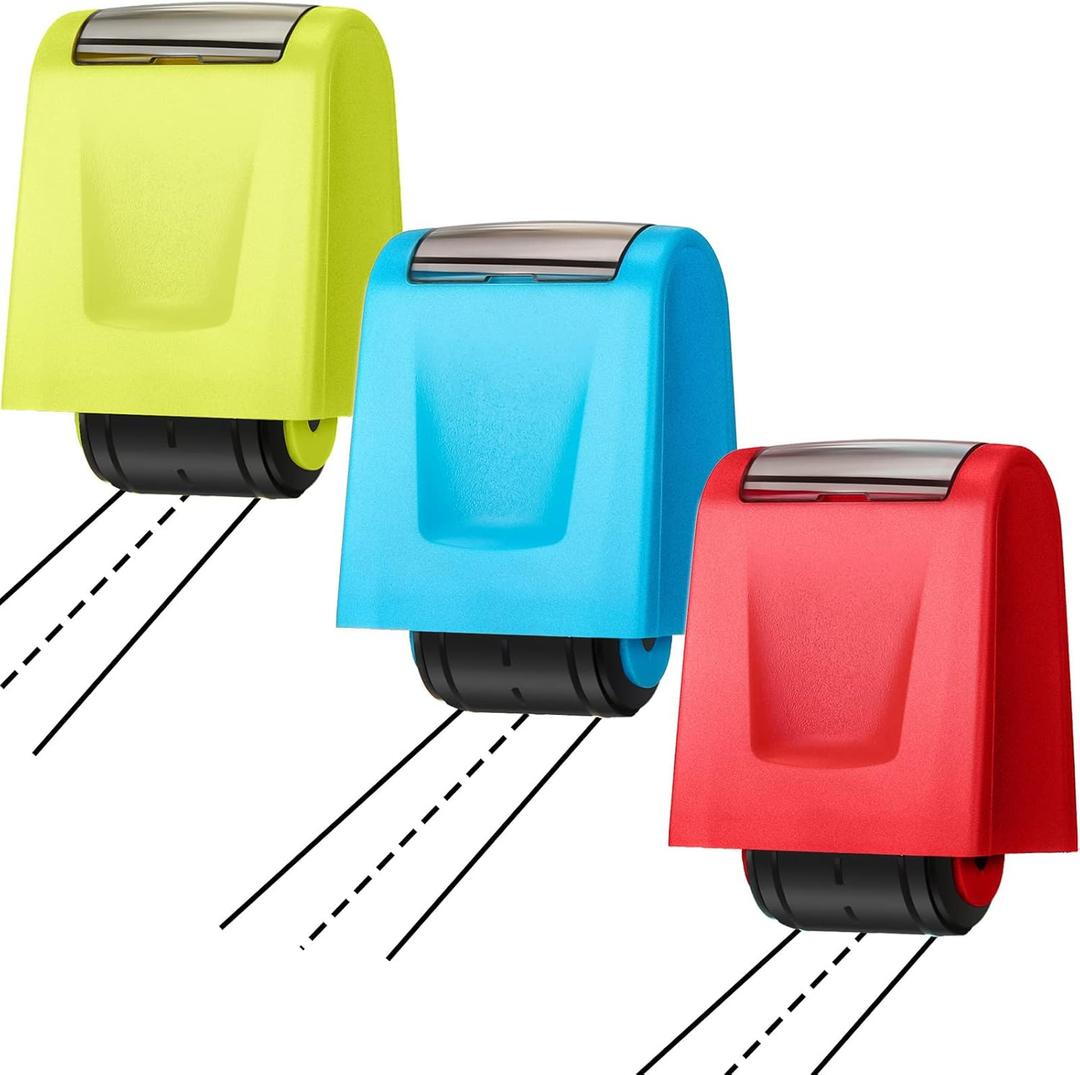 Teling 3 Pcs Dashed Handwriting Line Practice Roller Stamp Self Inking Line Rolling Stamps Teacher Stamp Sentence Strips Handwriting Practice for Kid Teacher Classroom Office (Red, Blue, Green)