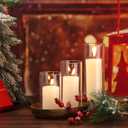Shihanee Set of 6 Pillar Candles with Glass Cylinder Vases Clear Cylinder Hurricane Candleholders for Slim Tall Pillar Candles Wedding Table Centerpieces(2.6'' X 4.7'', 5.9'', 7.9'',Ivory)