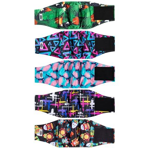 Tuiskusa Male Dog Diapers, High Absorbing Dog Belly Bands for Male Dogs, Washable Reusable Dog Male Wraps(5 Pack)