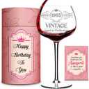 Vintage 1965 Engraved Wine Glass - 60th Birthday Gifts for Women - Sixty Ideas for Her - 60 Year Old Lady Present - Happy 1965 Woman Gift - Turning 60 Cup for Wife, Sister, Daughter, Ladies