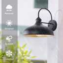 12" Outdoor Gooseneck Barn Light for Patio, Large Farmhouse Wall Mount Lights for Garage, Black Exterior Barn Porch Light Fixture with Brass Interior, Outside Wall Sconce for House