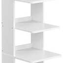 VASAGLE 7-Tier Vertical Shoe Rack, Narrow Shoe Storage Organizer with Hooks, Slim Corner Tower Shelf, Space-Saving for Entryway and Bedroom, White ULBS200T14