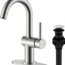 KENES Brushed Nickel Bathroom Faucet Single Handle Modern Prep Wet Bar Sink Faucet Bathroom Sink Faucets with Drain Assembly & Deck Plate, Farmhouse RV Camper Outdoor Utility Faucet, KE-9005B (Short)