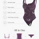Popilush Sparkly Tops for Women - Square Neck Shapewear Bodysuit Tummy Control Sleeveless Body suit Going Out Tank Tops (Purple, S)