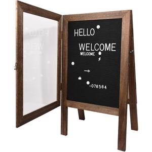AIWFL 36x20 Inch Double Sided Display Felt Letter Board with Changeable Letters Numbers, Large Wooden Menu Board, Stand A-Frame Felt Letter Board with Acrylic Panels, for Outdoor Restaurant Shop