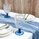 XUWAIDSGN 6Pcs Plastic Vintage Wine Glasses 13.5oz Reusable Embossed Goblet Glasses Blue Gradient Retro Wine Glassware Unbreakable Stemmed Champagne Water Cups for Wine Cocktail Juice Wedding